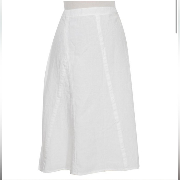 Eileen Fisher White Spring Linen Flared Knee Length Skirt HH. - Picture 1 of 11